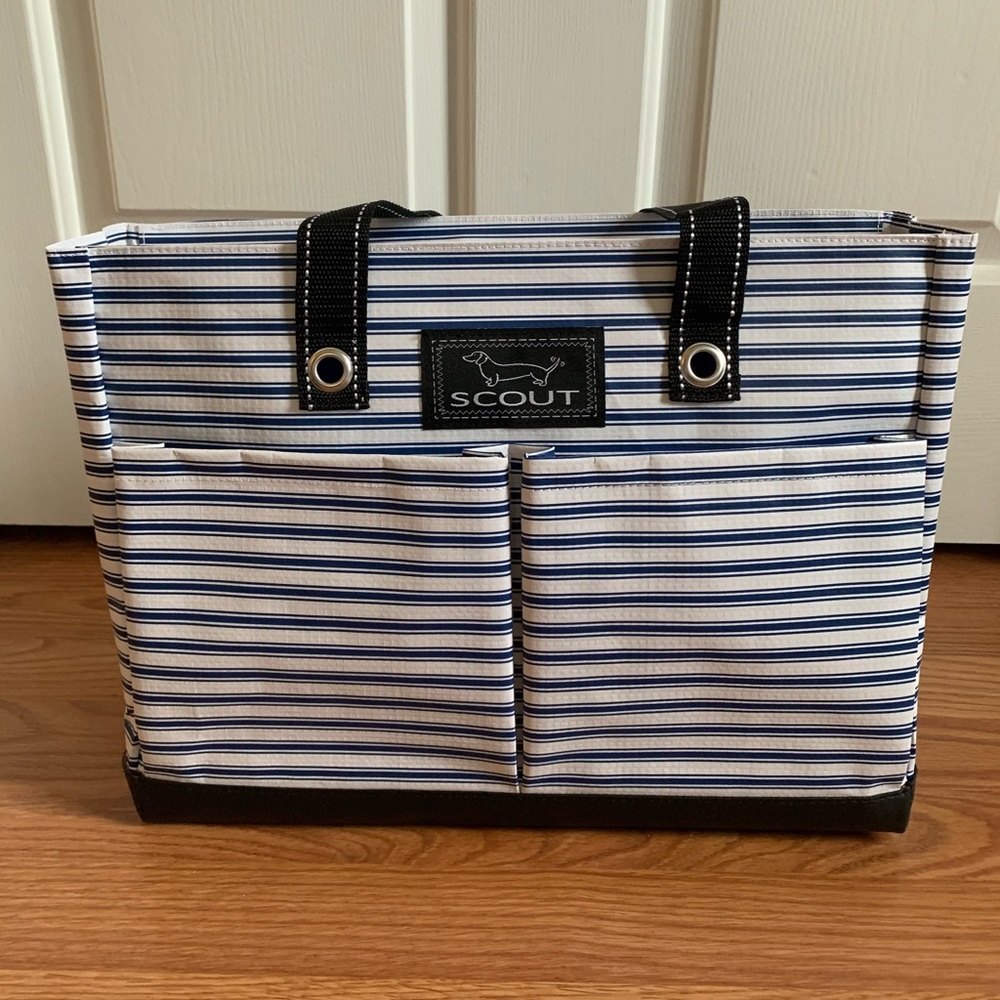Navy and white stripe Scout tote